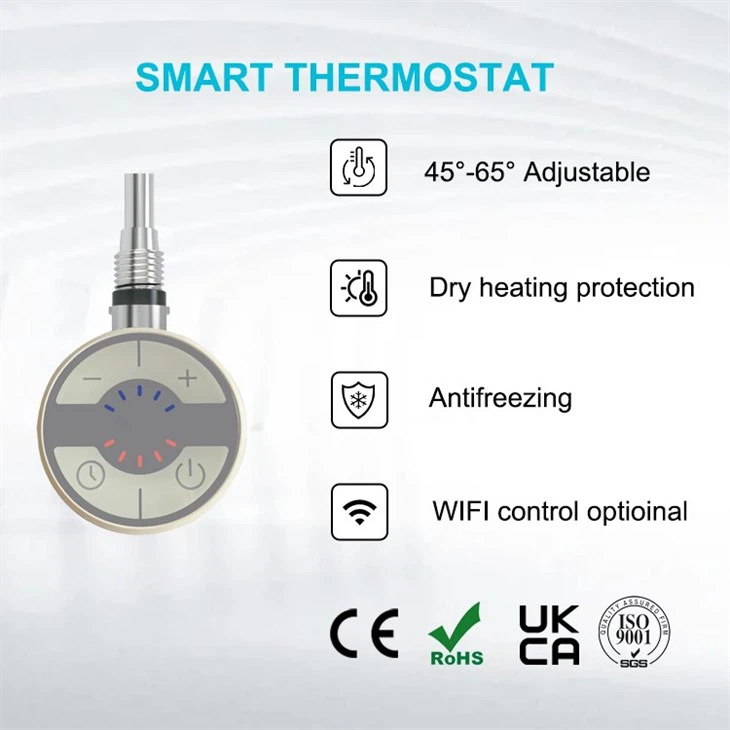towel rail heating element with thermostat
